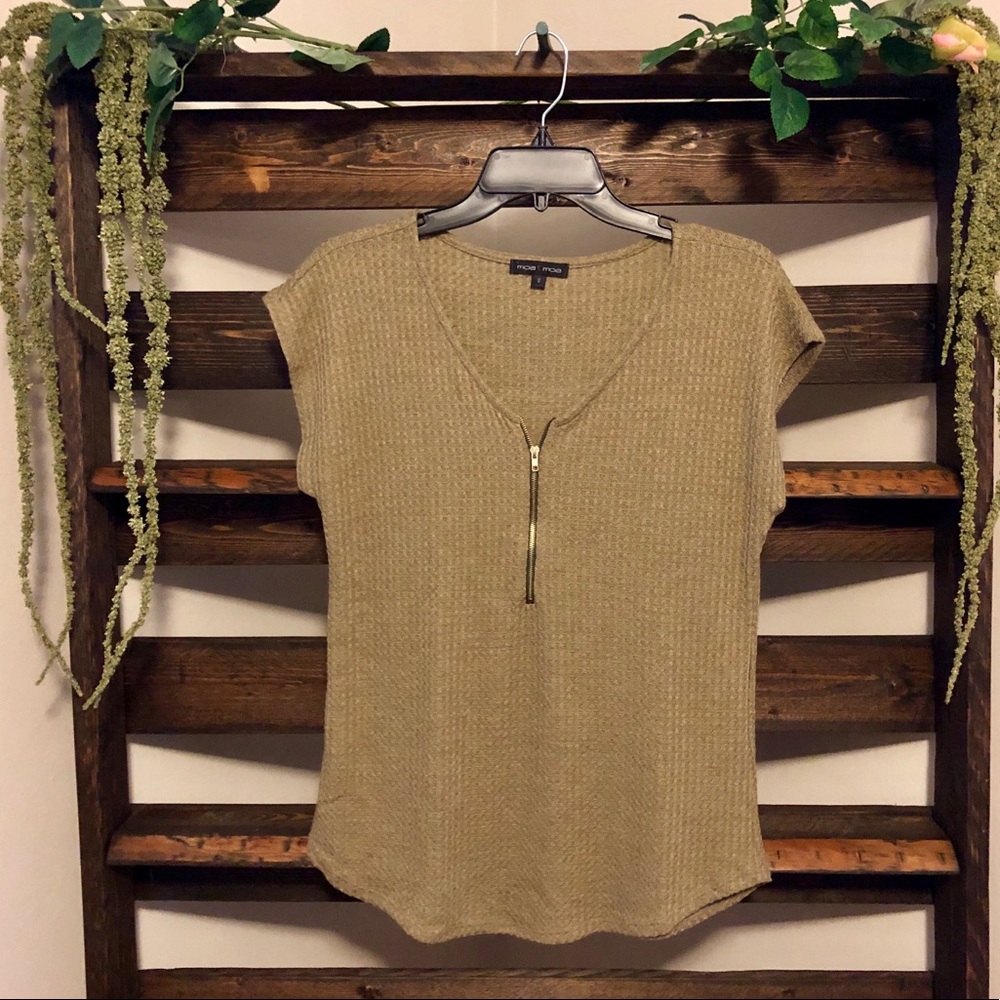 Sage Knit Zipper Top